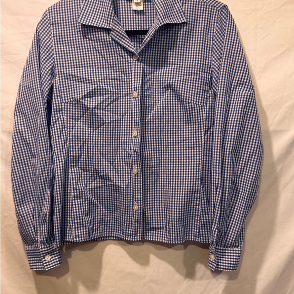 Pendleton Tops - Vintage Pendleton Women's Blue and White Gingham Blouse